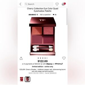 Tom Ford Cherry Smoke Quad Eyeshadow BNIB